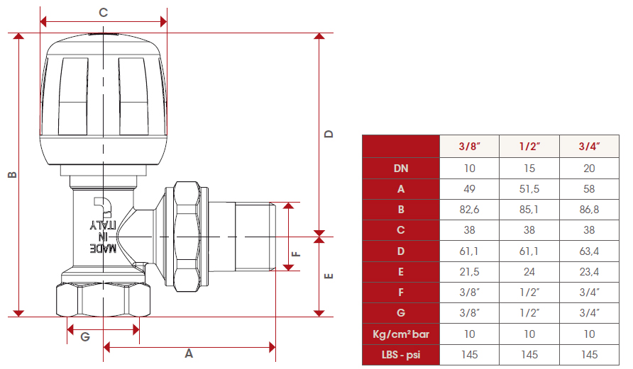 Вентиль НВ угловой для радиаторов с разъемным соединением ITAP 3/4\" 394 ...