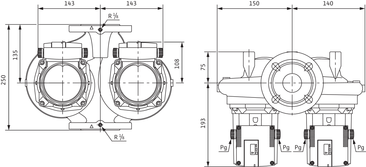 Циркуляционный насос Wilo TOP-SD 40/7 DM PN6/10 сдвоенный фланцевый 40 мм, 3-х с
