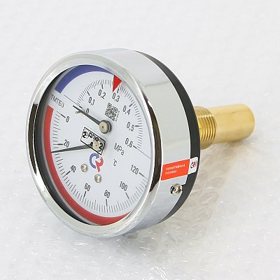 Термоманометр Росма ТМТБ- 31Т.1 63/6 (1/2", 6 бар, 120'С, 2,5) аксиальный